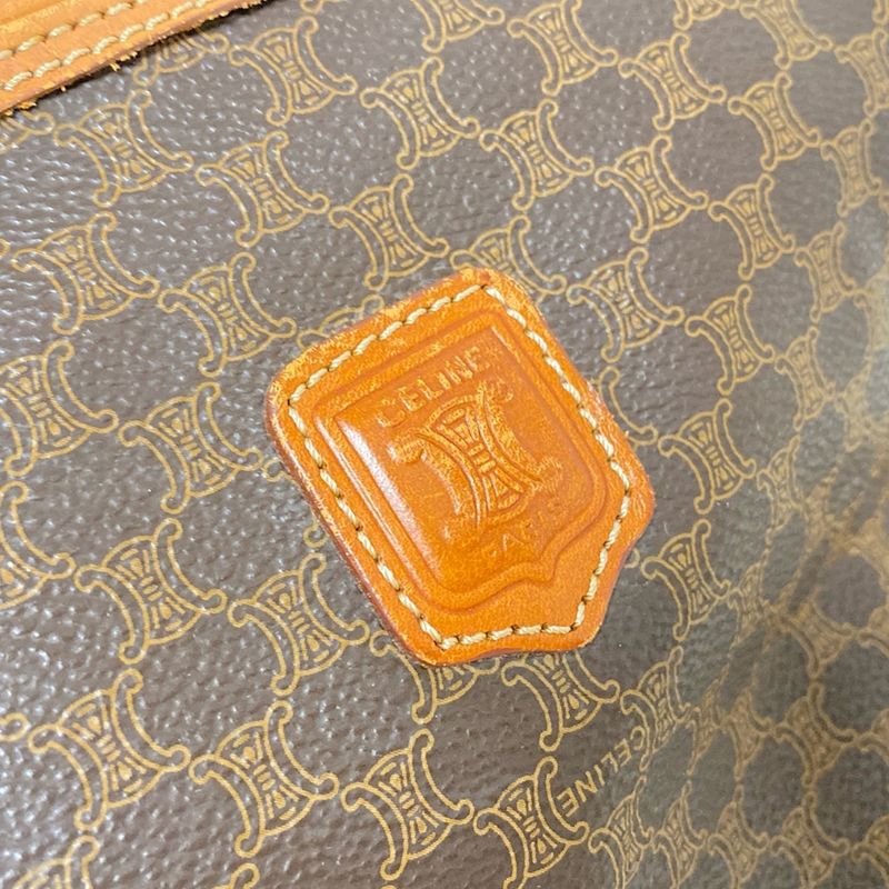 Celine Pouch Macadam Pattern Dark Brown And Brown Leather