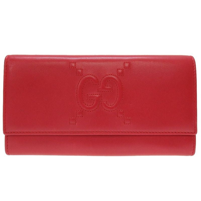 Gucci GG Embossed Leather Red Bifold Wallet 0076