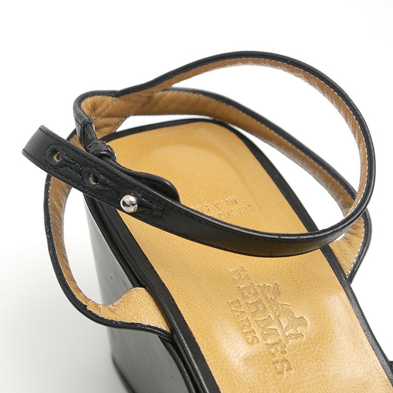 Hermes Echape Sandals 38.5 Black