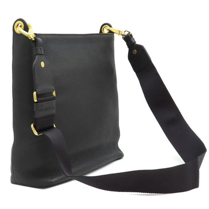 Prada Shoulder Bag Metal Logo Leather Nero Gold Hardware Black Vitello Phenix