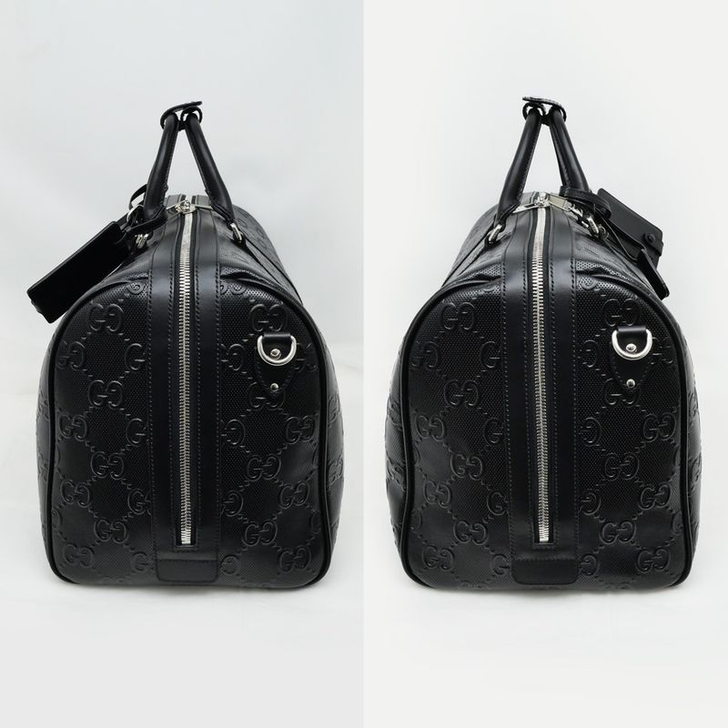 Gucci GG Embossed Boston Bag Black 725282 520981 Leather 2way Shoulder