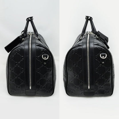 Gucci GG Embossed Boston Bag Black 725282 520981 Leather 2way Shoulder