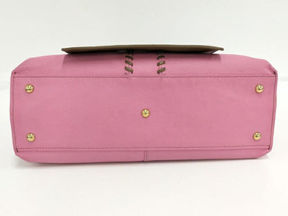 YVES Saint Laurent Neo Double Reversible Tote Bag Leather Pink Brown 284650