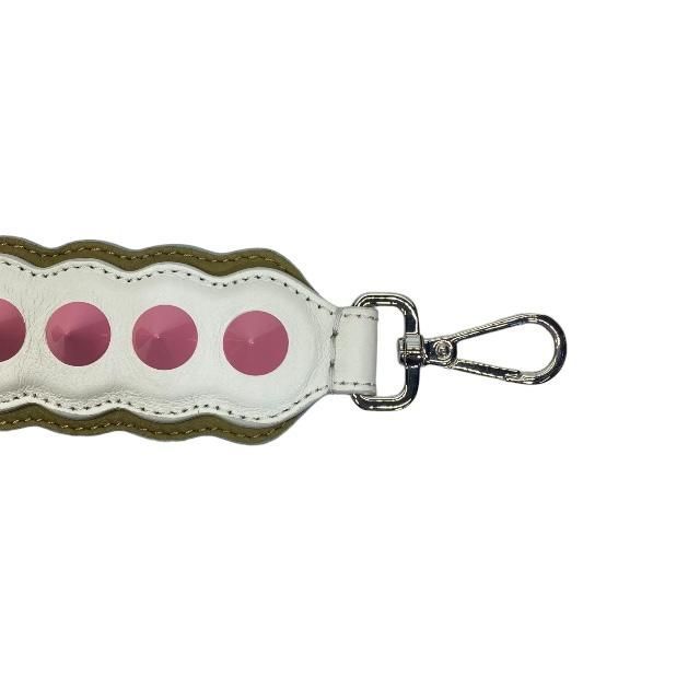 Fendi Strap You Shoulder Strap Small Studded Leather Brown White Pink
