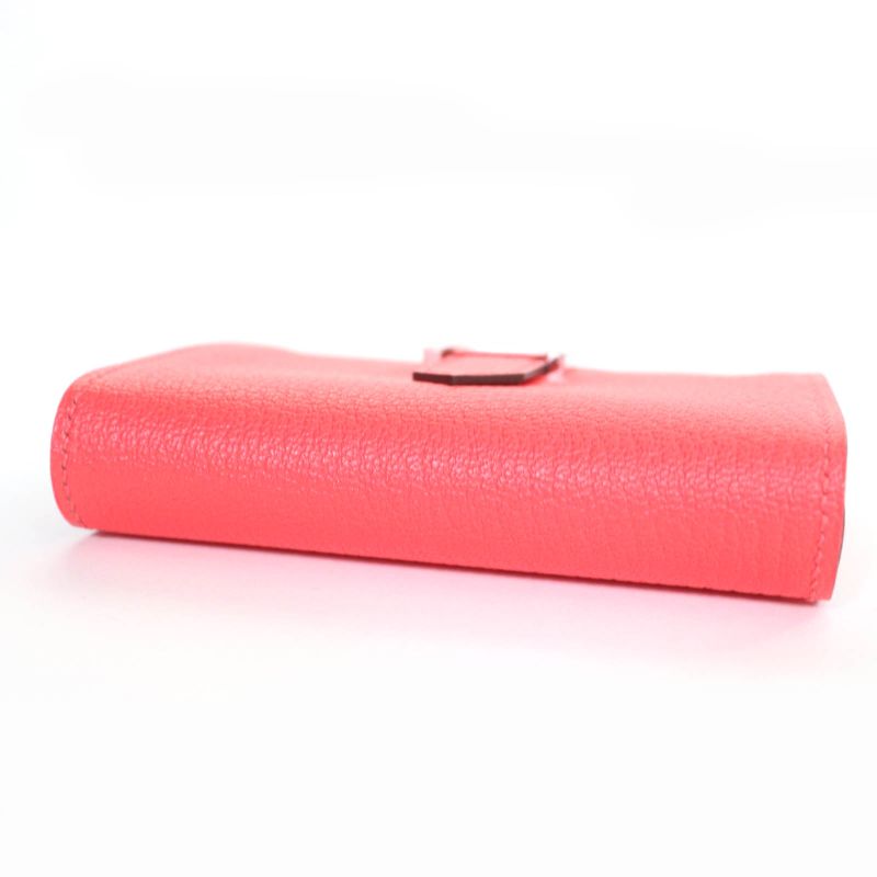 Hermes Bearn Mini Chevre Rose Texas Silver Hardware Mini Wallet Fold Wallet