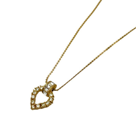 Christian DIOR Necklace Metal Rhinestone Gold Plated Gold