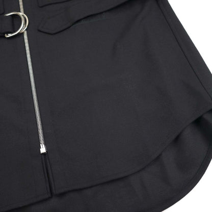 Hermes Embroidery Zip-Up Wool Shirt Jacket 2h0212dn Black 36