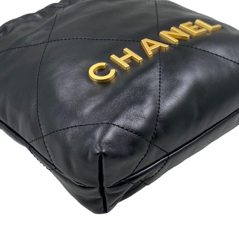Chanel Shoulder Bag 22 Mini As3980 Shiny Calfskin Black Chain Bag Gold Hardware