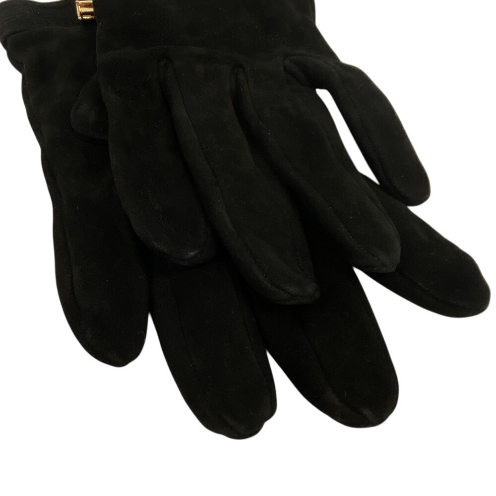 Hermes/Hermes Bolide Gigi Suede Gloves Black Ladies Brand