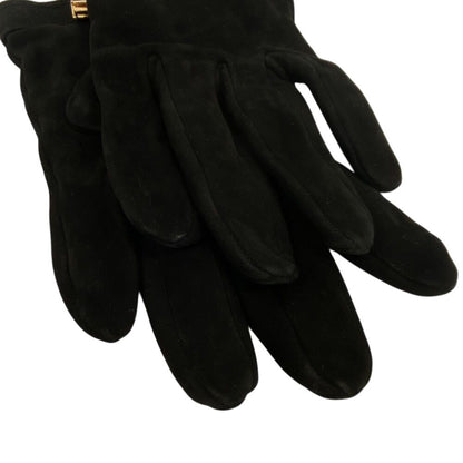 Hermes/Hermes Bolide Gigi Suede Gloves Black Ladies Brand