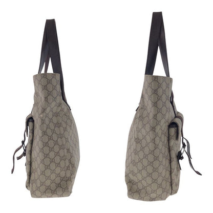 Gucci Beige Brown Silver Hardware GG Supreme Canvas/leather 141196 Tote Bag