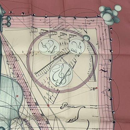 Hermes Scarf Carre 90 Music Played By Spheres La Musique Des Spheres Pink 100%