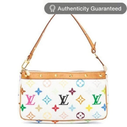 Louis Vuitton Monogram Multicolor Murakami Pochette Pouch Bag Accessories White