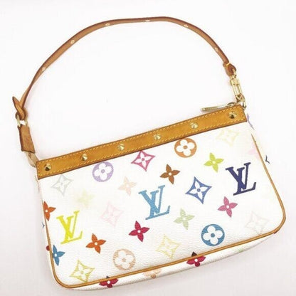 Louis Vuitton Monogram Multicolor Murakami Pochette Pouch Bag Accessories White