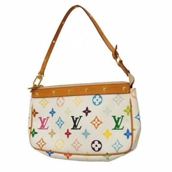 Louis Vuitton Monogram Multicolor Murakami Pochette Pouch Bag Accessories White