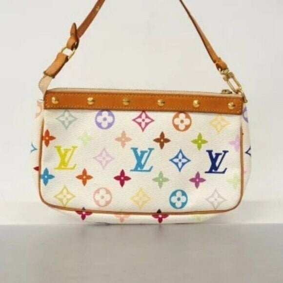 Louis Vuitton Monogram Multicolor Murakami Pochette Pouch Bag Accessories White