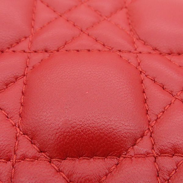 Christian Dior 2way Bag Lady Dior Mini Lambskin Red Gold Hardware Red Shoulder