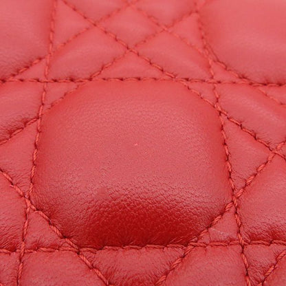Christian Dior 2way Bag Lady Dior Mini Lambskin Red Gold Hardware Red Shoulder