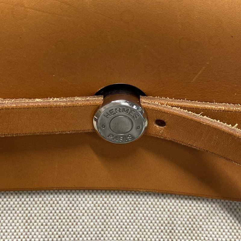 Hermes Handbag Herbag GM Ivory X Light Brown Silver Hardware Leather