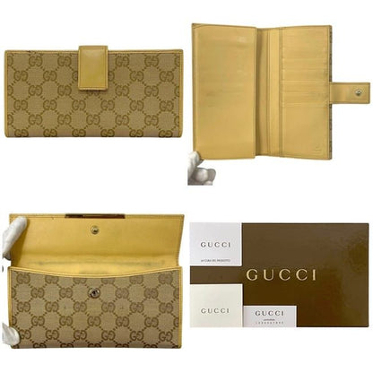 Gucci Bifold Long Wallet Beige GG Canvas 112715 Wallet