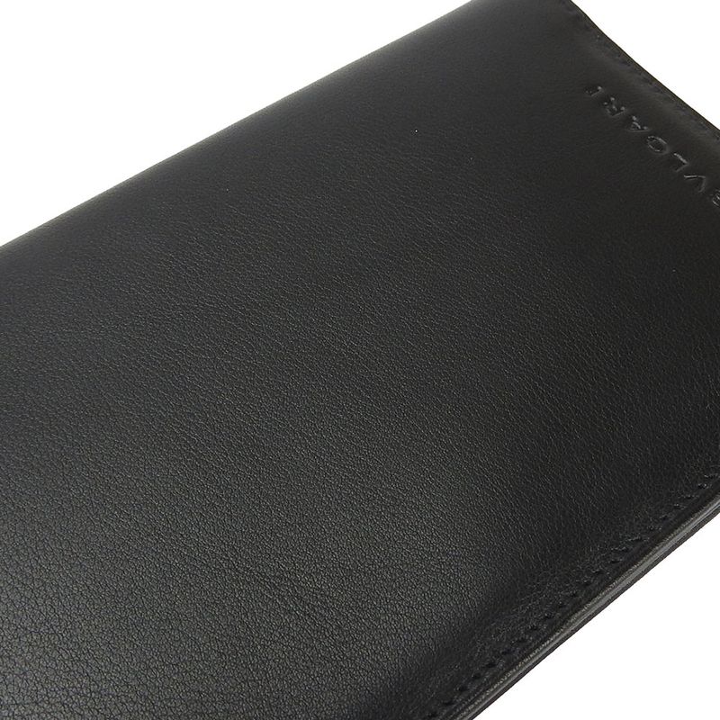 Bvlgari Long Wallet Leather Black Fold Long Billfold Change Purse None Men
