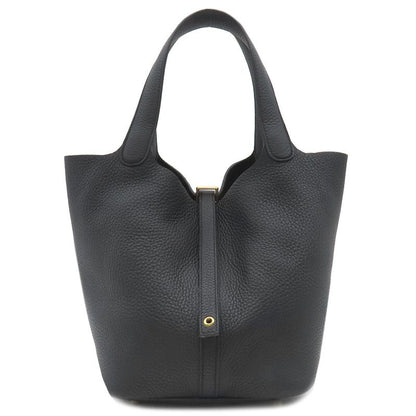 Hermes Handbag Picotin Lock MM Taurillon Clemence Black Gold Hardware Black