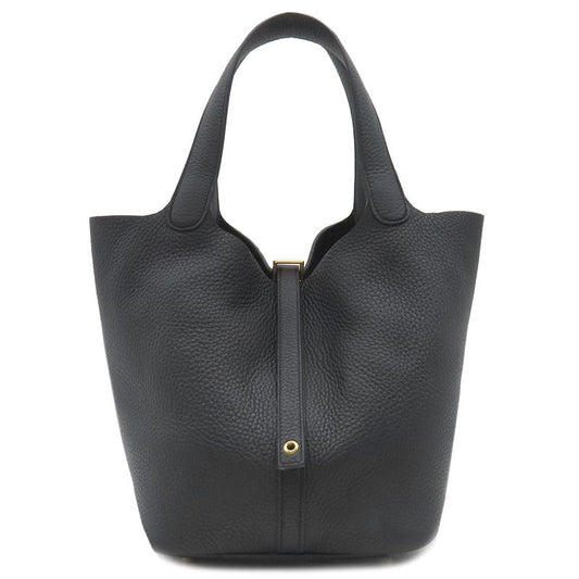 Hermes Handbag Picotin Lock MM Taurillon Clemence Black Gold Hardware Black