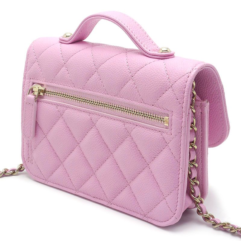 Chanel Affinity Matelasse Chain Wallet In Pink