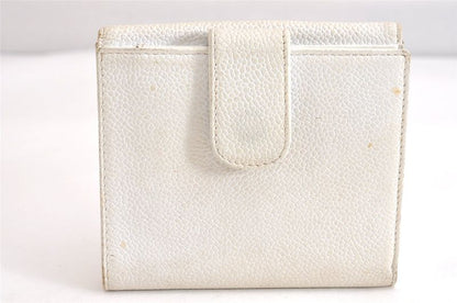 Chanel Calfskin Folding Wallet CC Logo White 2821n
