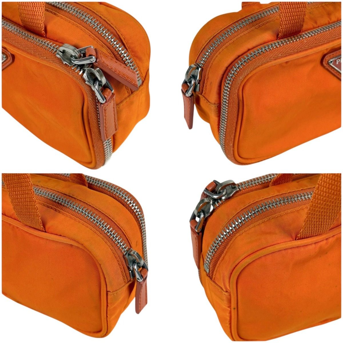 Prada Triangle Logo Mini Handbag Pouch Tessuto Nylon Orange — view 5