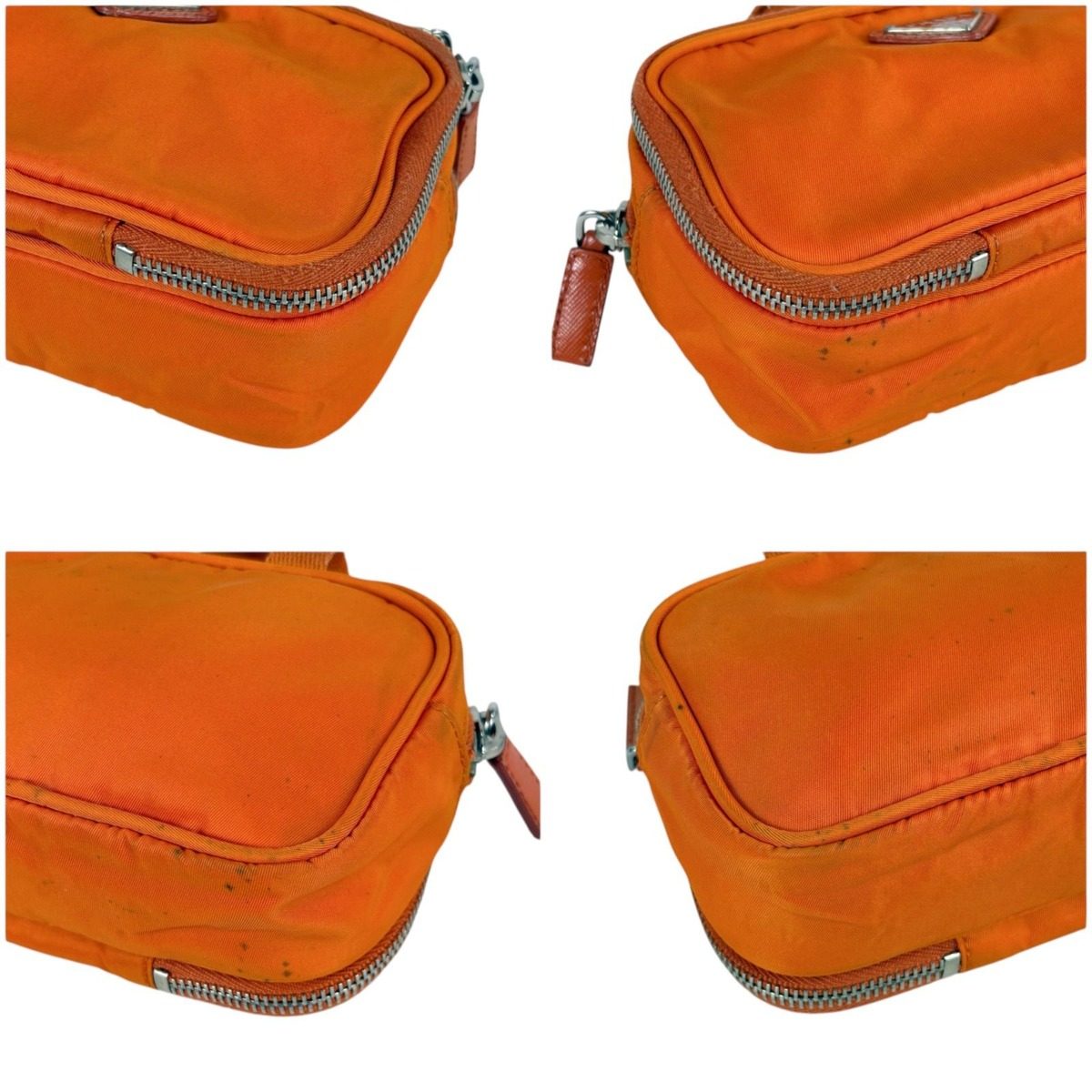 Prada Triangle Logo Mini Handbag Pouch Tessuto Nylon Orange — view 6