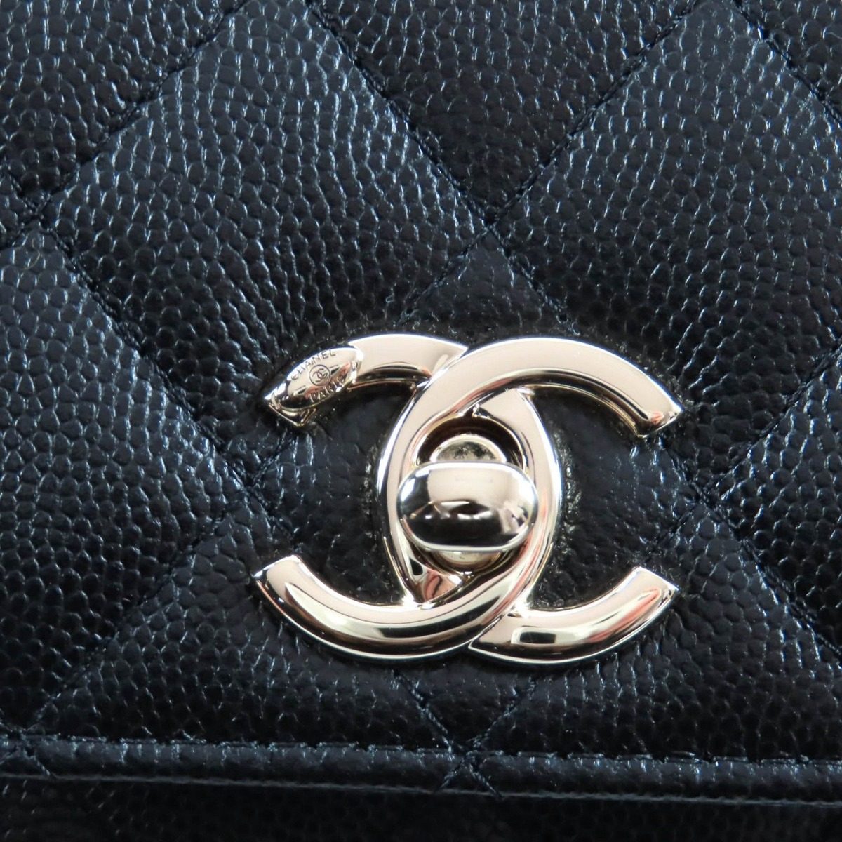 Chanel Caviar Leather Coco Handle Mini Shoulder Bag Black Gold — view 11