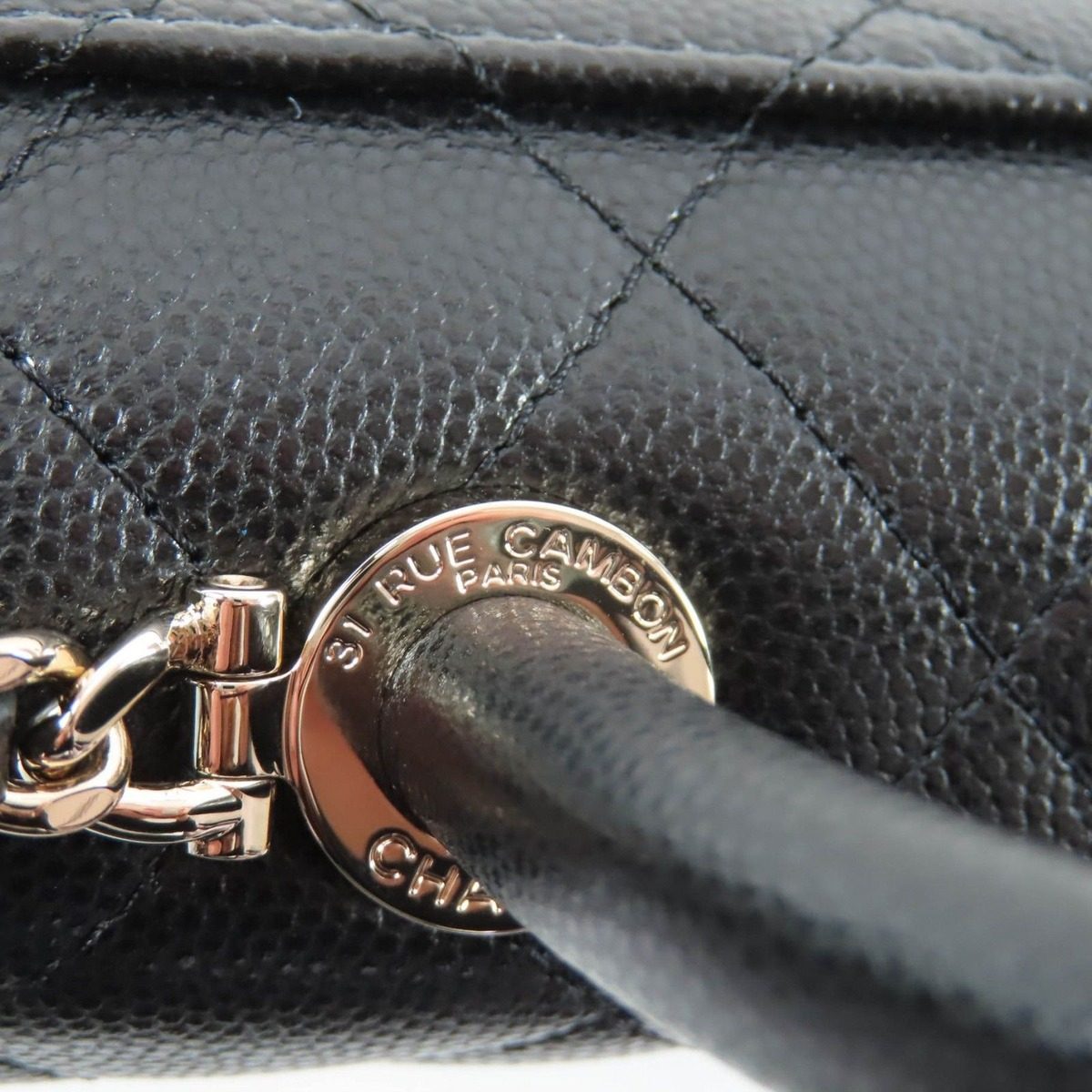 Chanel Caviar Leather Coco Handle Mini Shoulder Bag Black Gold — view 15