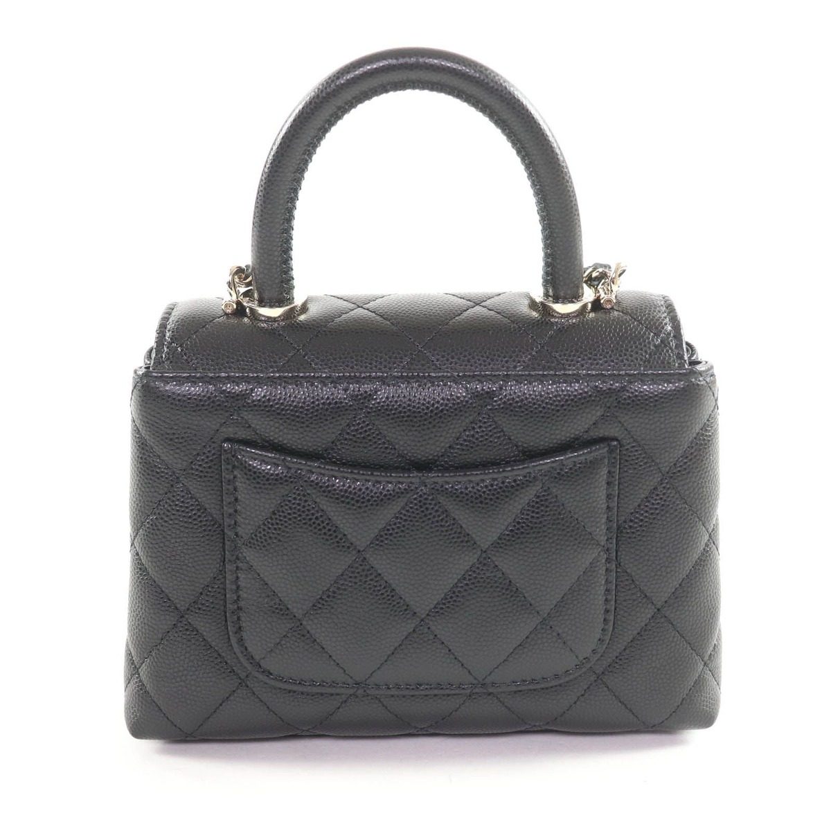 Chanel Caviar Leather Coco Handle Mini Shoulder Bag Black Gold — view 3
