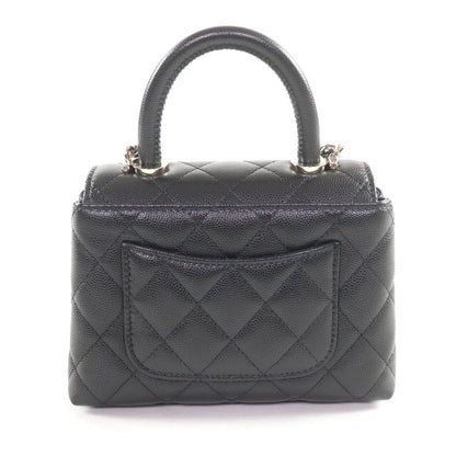 Chanel Caviar Leather Coco Handle Mini Shoulder Bag Black Gold — view 3