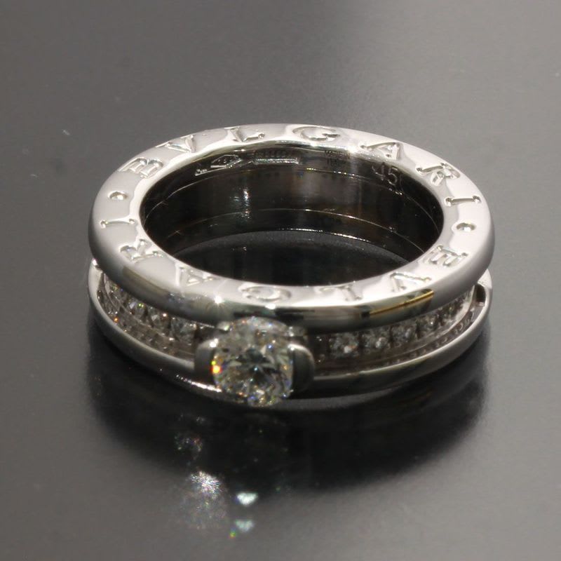 Bvlgari Ring B.zero1 Half Diamond 0.3 CT Box And Paperback 18K White