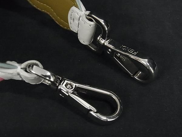 Fendi Mini Strap You Leather Studded Shoulder Strap For Bags White And Pink