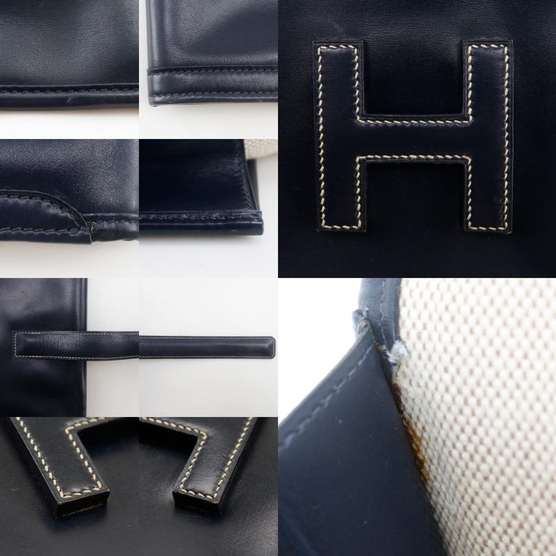 Hermes Jigier PM Vintage Box Calf Navy 0Q Unisex Clutch Bag
