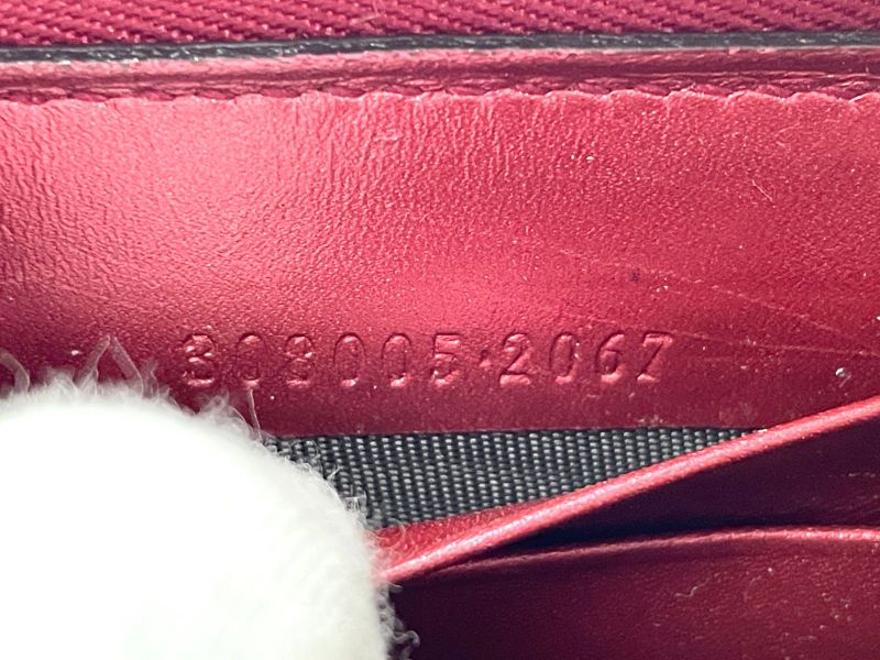 Gucci 308005 Leather Round Zip Wallet Long Red Made In Italy