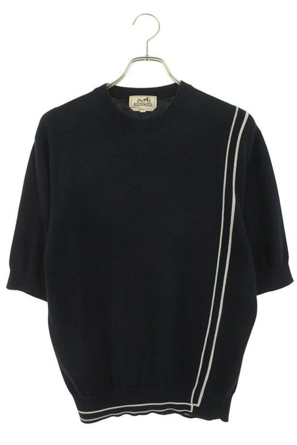 Hermes 24SS Graphic Lines Line-switched Cotton Cashmere Half Sleeve Knit Men's S