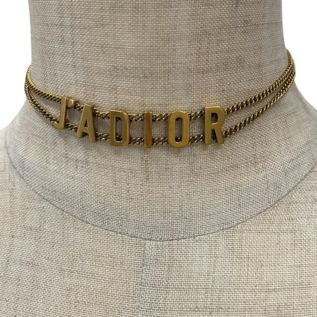Christian DIOR J'adior 2 Chain Choker Necklace Antique Gold Metal