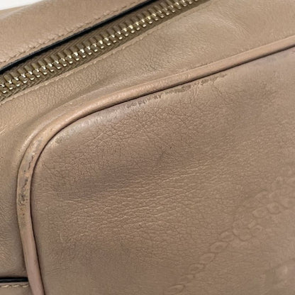 Prada Shoulder Bag Logo Shape Stamped Beige Leather 25ka868