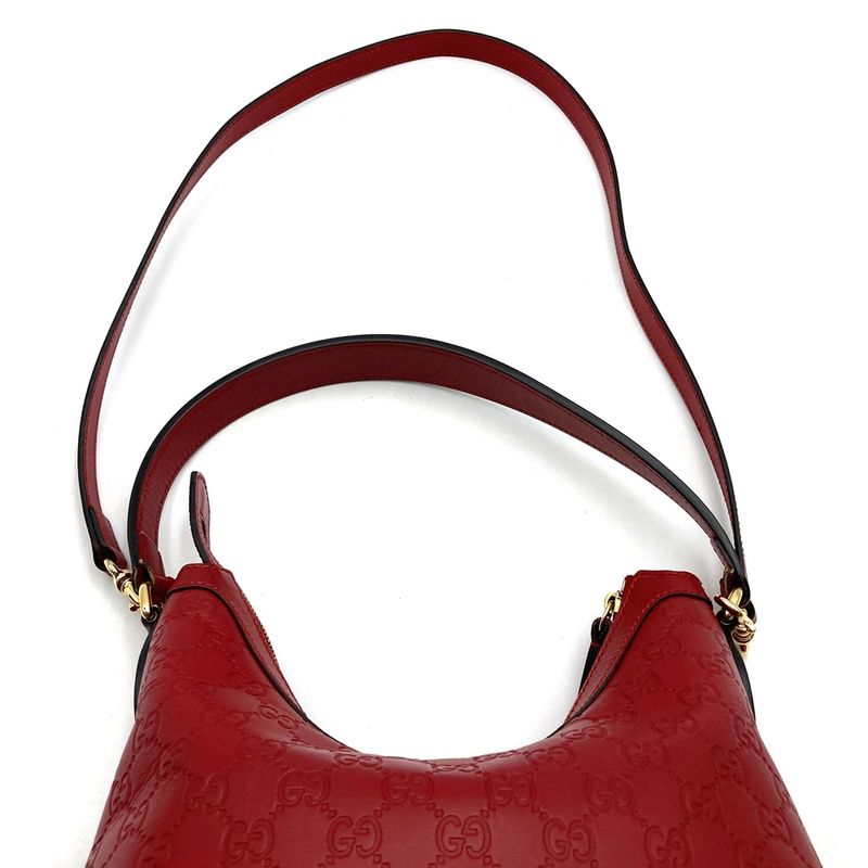 Gucci 414930 Shoulder Bag Handbag 2way Hobo Guccissima Leather Red Women