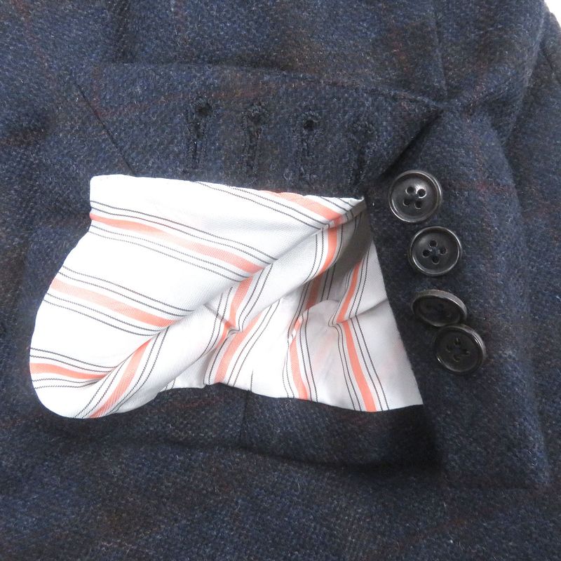 Hermes 100% Cashmere Window Pen Single Ancon Jacket Tailored Jacket Navy 46