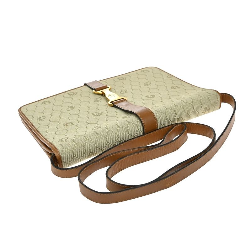 Christian DIOR Shoulder Bag Beige Canvas Leather 68ka786
