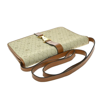 Christian DIOR Shoulder Bag Beige Canvas Leather 68ka786