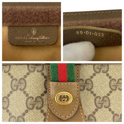 Gucci Vintage Old Gucci Sherry Line Brown GG Supreme Canvas Clutch Bag Second