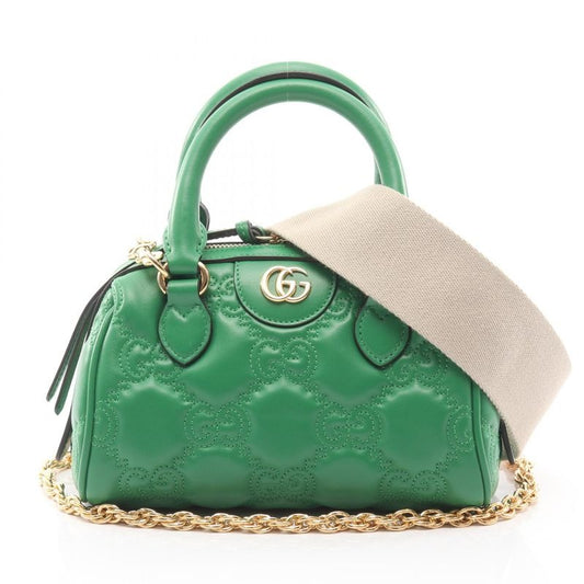 Gucci Handbag GG Matelasse Green Leather 2-Way