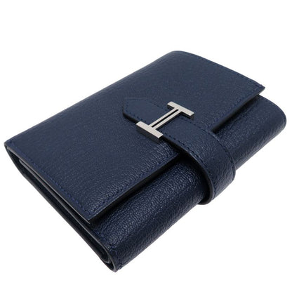 Hermes Trifold Chevre Navy Wallet