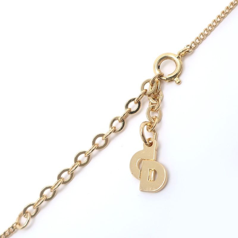 [dior] Christian Dior CD Logo Gold Plated And Rhinestone Ladies 5.0g Necklace
